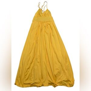 Stunning Sunny Yellow Maxi Dress High Slit V-Neck Adjustable Straps M